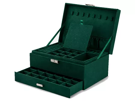 Szkatułka na biżuterię 24 cm Ecarla - Kuferek Butelkowa Zieleń 20.PD119