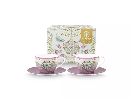 Komplet 2 filiżanek ze spodkiem 0,3 L Pip Studio - Lily & Lotus 51.L&L.004.193