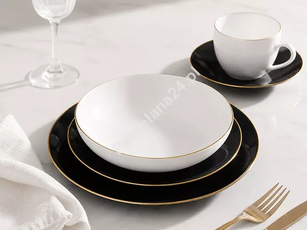 Serwis obiadowo - kawowy na 6 osób (30 el) Bogucice - Black & White Gold 1207 Serwis obiadowo - kawowy na 6 osób (30 el) Bogucice - Black & White Gold 1207