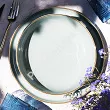 Komplet talerzy na 6 osób (18 el.) Bogucice - Alumina Granite Mint Blue Gold Nordica 1129G