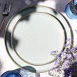 Komplet talerzy na 6 osób (18 el.) Bogucice - Alumina Granite Mint Blue Gold Nordica 1129G