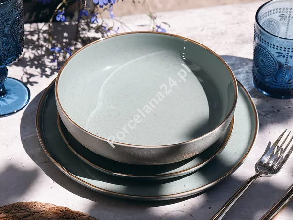 Komplet talerzy na 6 osób (18 el.) Bogucice - Alumina Granite Mint Blue Gold Nordica 1129G Komplet talerzy na 6 osób (18 el.) Bogucice - Alumina Granite Mint Blue Gold Nordica 1129G