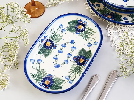 Półmisek owalny 28 cm Bolesławiec - Kwiaty Kuleszy
