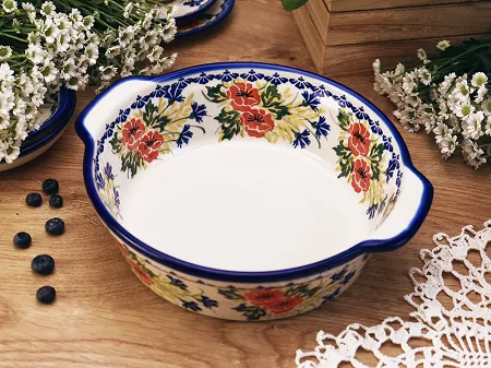 Naczynie do zapiekania 28 cm okrągłe Bolesławiec - Maki Smolińskiej