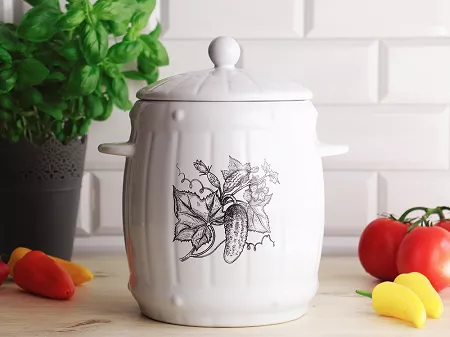 Beczka hermetyczna z kamionki 3,0 L Bella Fiore - Biała 1TR.BECZ.41631