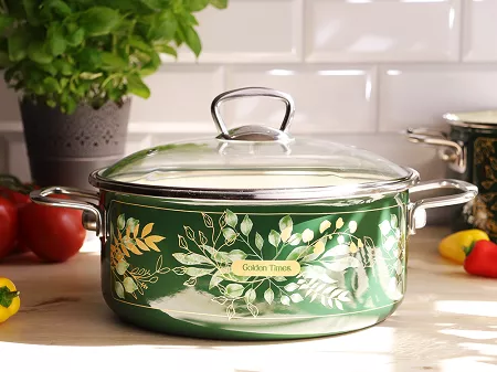 Garnek niski z pokrywką 2,75 L Emalia Metalac - Golden times 1ME.GT.G20N