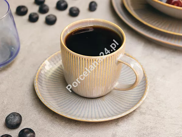 Filiżanka ze spodkiem 0,24 L/ 15 cm Porline - Modo Miodowa Szarość Filiżanka ze spodkiem 0,24 L/ 15 cm Porline - Modo Miodowa Szarość