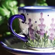 Filiżanka ze spodkiem 0,22 L / 14 cm Bolesławiec -  Lawendowy Zakątek