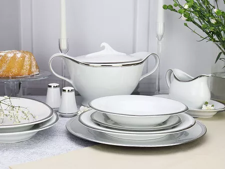 Serwis obiadowy na 6 osób (27 el.) Bogucice - Cleopatra Platin Plus 1174