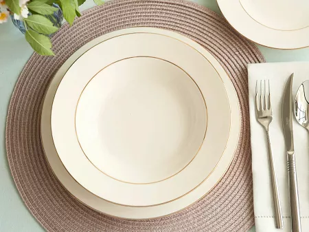 Talerz głęboki 23 cm Altom Design - MariaPaula Ecru ZŁOTA LINIA 23011 (Klasyka / Nova)