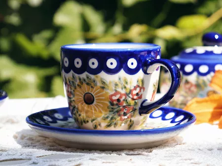 Filiżanka ze spodkiem 0,22 L / 14 cm Bolesławiec - Rajska Łąka