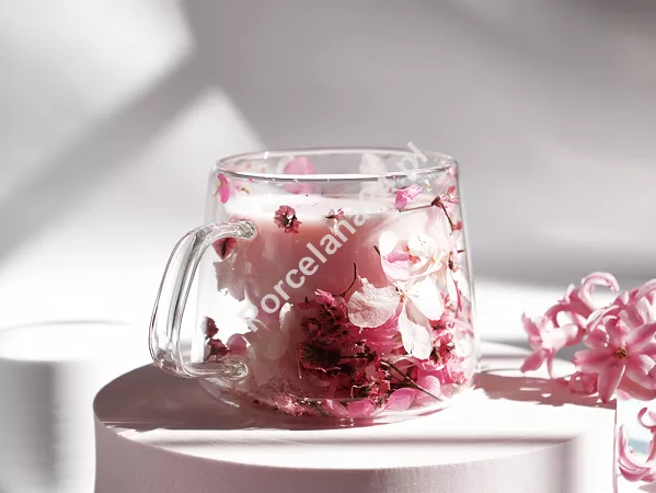 Szklanka termiczna z podwójną ścianką 0,18 L Ecarla - Hortensja Botanic Pink 20.SZK188 Szklanka termiczna z podwójną ścianką 0,18 L Ecarla - Hortensja Botanic Pink 20.SZK188