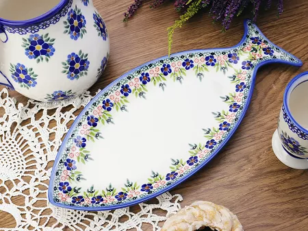 Półmisek do ryb 37 cm Bolesławiec - Mariańska Koronka