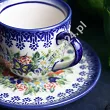 Filiżanka ze spodkiem do espresso 0,11 L / 12,5 cm Bolesławiec - Kwiatowy Ogród