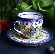 Filiżanka ze spodkiem do espresso 0,11 L / 12,5 cm Bolesławiec - Kwiatowy Ogród