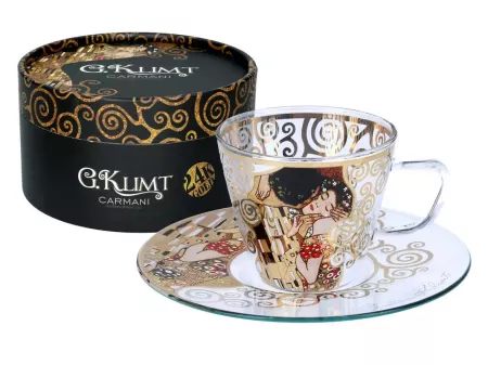 Filiżanka ze spodkiem do espresso 0,1 L Carmani -  Gustav Klimt Pocałunek 33.841-5003