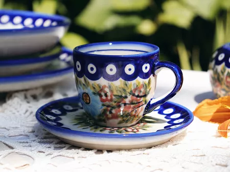 Filiżanka ze spodkiem do espresso 0,11 L / 12,5 cm Bolesławiec - Rajska Łąka