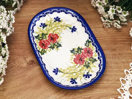 Półmisek owalny 28 cm Bolesławiec - Maki Smolińskiej