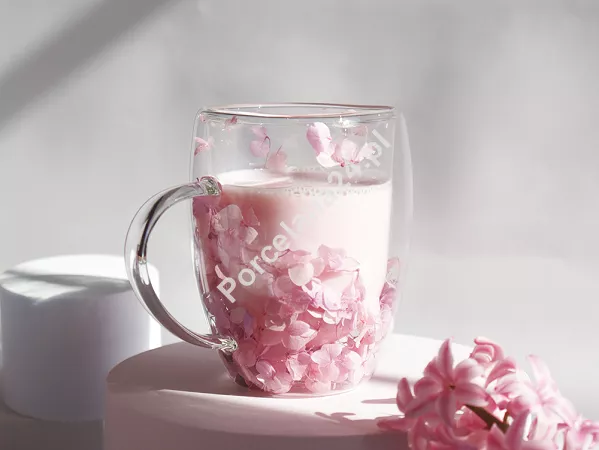Szklanka termiczna z podwójną ścianką 0,3 L Ecarla - Hortensja Bloom Pink 20.SZK165 Szklanka termiczna z podwójną ścianką 0,3 L Ecarla - Hortensja Bloom Pink 20.SZK165