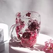 Szklanka termiczna z podwójną ścianką 0,3 L Ecarla - Hortensja Botanic Red 20.SZK192