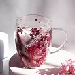 Szklanka termiczna z podwójną ścianką 0,3 L Ecarla - Hortensja Botanic Red 20.SZK192