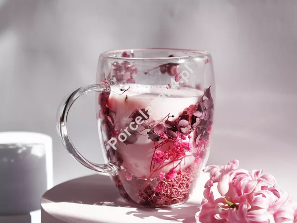 Szklanka termiczna z podwójną ścianką 0,3 L Ecarla - Hortensja Botanic Red 20.SZK192 Szklanka termiczna z podwójną ścianką 0,3 L Ecarla - Hortensja Botanic Red 20.SZK192