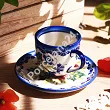 Filiżanka ze spodkiem do espresso 0,11 L / 12,5 cm Bolesławiec - Maki Smolińskiej