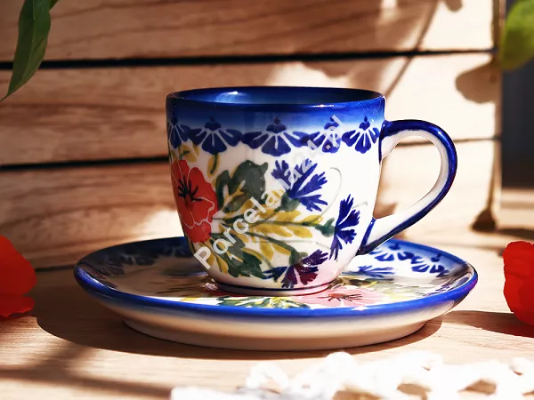 Filiżanka ze spodkiem do espresso 0,11 L / 12,5 cm Bolesławiec - Maki Smolińskiej Filiżanka ze spodkiem do espresso 0,11 L / 12,5 cm Bolesławiec - Maki Smolińskiej