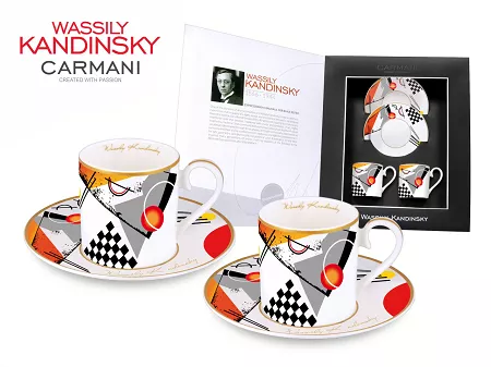 Komplet 2 filiżanek ze spodkiem mocca Carmani - Wassily Kandinsky Orange 33.046-0108