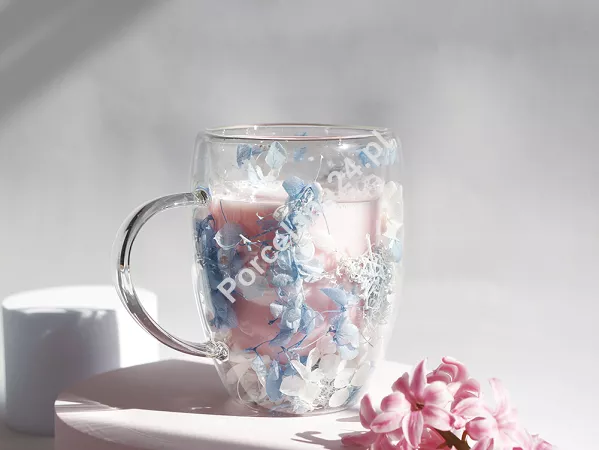 Szklanka termiczna z podwójną ścianką 0,3 L Ecarla - Hortensja Botanic Blue 20.SZK206 Szklanka termiczna z podwójną ścianką 0,3 L Ecarla - Hortensja Botanic Blue 20.SZK206