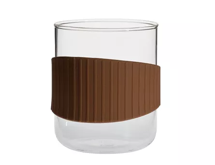 Kubek 0,4 L z silikonowym uchwytem Trendglas - OFFICE S brązowy 4E.211233