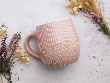 Kubek beczułka 0,4 L Altom Design - Sweterek różowy 07.KBE.3203