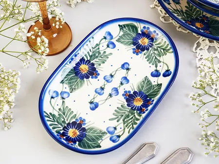 Półmisek owalny 24 cm Bolesławiec - Kwiaty Kuleszy