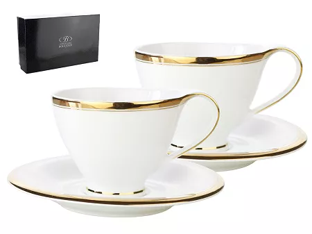 Komplet 2 filiżanek ze spodkiem (4 el.) Bogucice - Cleopatra Gold Plus 1175