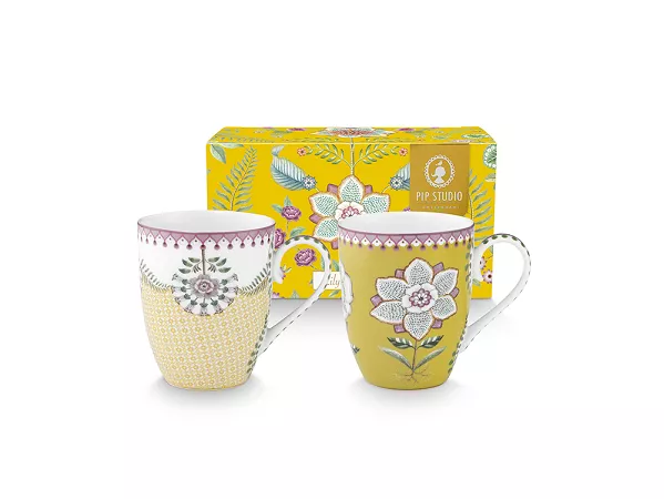 Komplet 2 kubków 0,35 L Pip Studio - Lily & Lotus Yellow 51.L&LY.002.579 Komplet 2 kubków 0,35 L Pip Studio - Lily & Lotus Yellow 51.L&LY.002.579