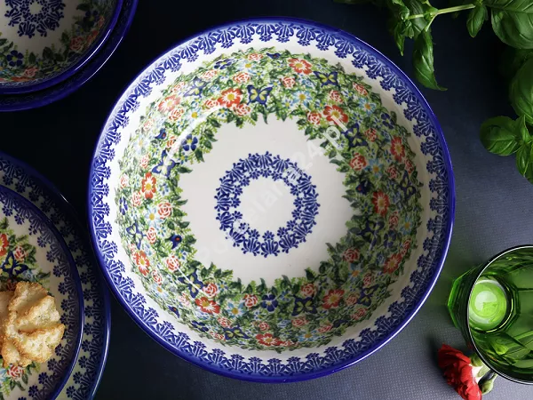 Salaterka 23 cm Bolesławiec - Kwiatowy Ogród Salaterka 23 cm Bolesławiec - Kwiatowy Ogród