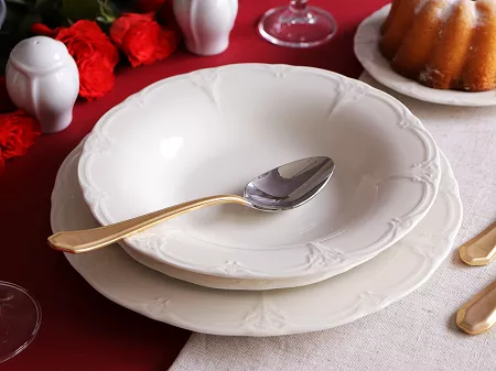 Komplet talerzy 6 osób (18 el.) Bon Bistro - Retro Ivory ecru