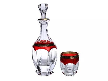 Kpl. szklanek do whisky 0,25 L (6szt) + karafka 0,6 L (1szt) Bohemia - SAFARI RUBIN 4SB.SAR.884008