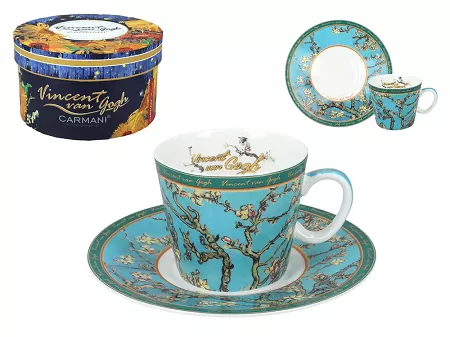 Filiżanka ze spodkiem do espresso 0,1 L Carmani - Vincent van Gogh - Kwitnący migdałowiec 33.830-0750