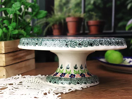 Patera na nodze 27 cm Bolesławiec - Mariańska Koronka