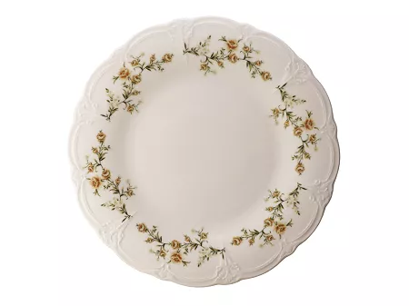 Talerz płytki 27,5 cm Bon Bistro - Retro Brown Flowers ecru