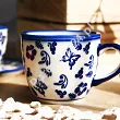 Filiżanka ze spodkiem 0,22 L / 14 cm Bolesławiec - Niebieskie Motyle