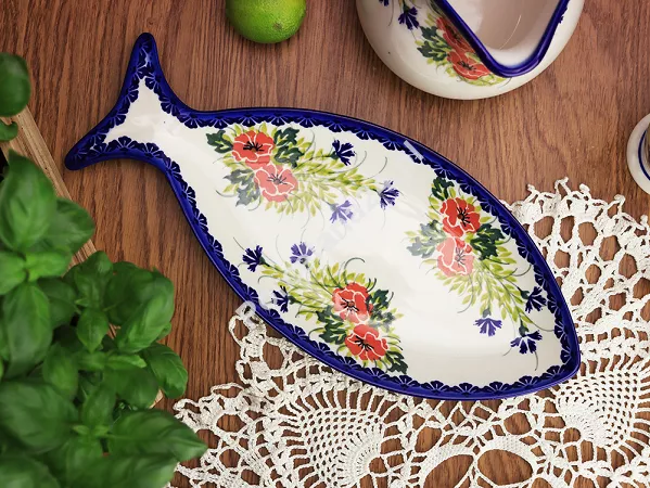 Półmisek do ryb 37 cm Bolesławiec - Maki Smolińskiej Półmisek do ryb 37 cm Bolesławiec - Maki Smolińskiej