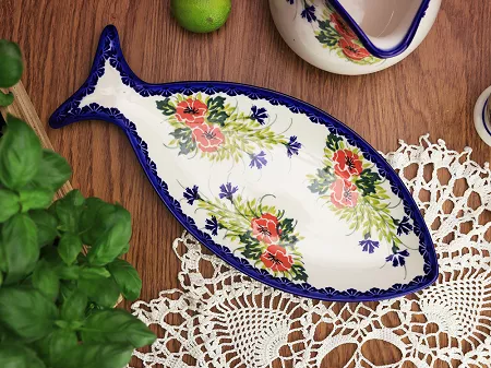Półmisek do ryb 37 cm Bolesławiec - Maki Smolińskiej