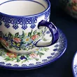 Filiżanka ze spodkiem 0,22 L / 14 cm Bolesławiec - Kwiatowy Ogród