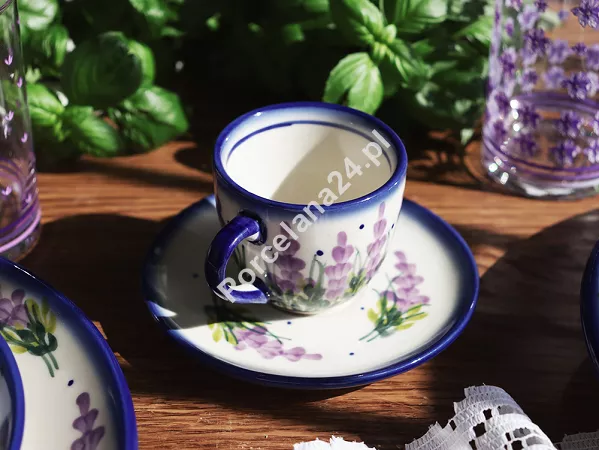 Filiżanka ze spodkiem do espresso 0,11 L / 12,5 cm Bolesławiec - Lawendowy Zakątek Filiżanka ze spodkiem do espresso 0,11 L / 12,5 cm Bolesławiec - Lawendowy Zakątek
