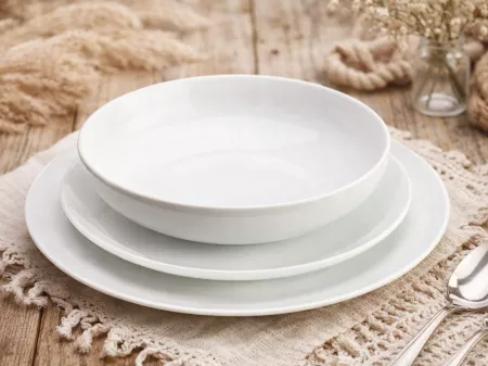 Komplet talerzy na 6 osób (18 el.) Bogucice - Base White 1184