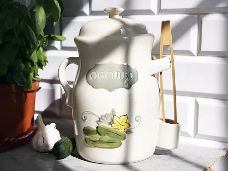 Beczka z kamionki ze szczypcami 3,5 L Bella Fiore - Kremowa 1TR.BECZ.45578