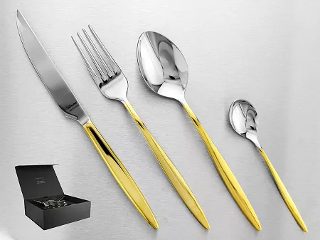 Komplet sztućców 65 cz. na 12 osób Hisar - Mercury Gold (4.0/3.0mm) złocone
