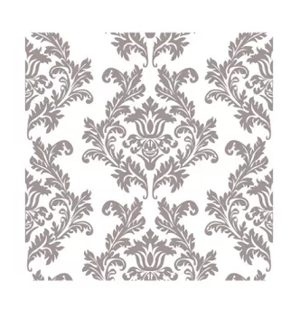 Serwetki 33 x 33 cm (20szt) Polmak - Maki ornamenty biało srebrne 55.SL-OG-001807